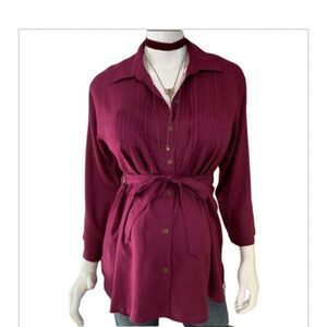 NWT Times Two Merlot Tuxedo Maternity Top - XL‎